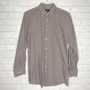 🖤Hugo Boss🖤 button down shirt brown white size 16 32/33